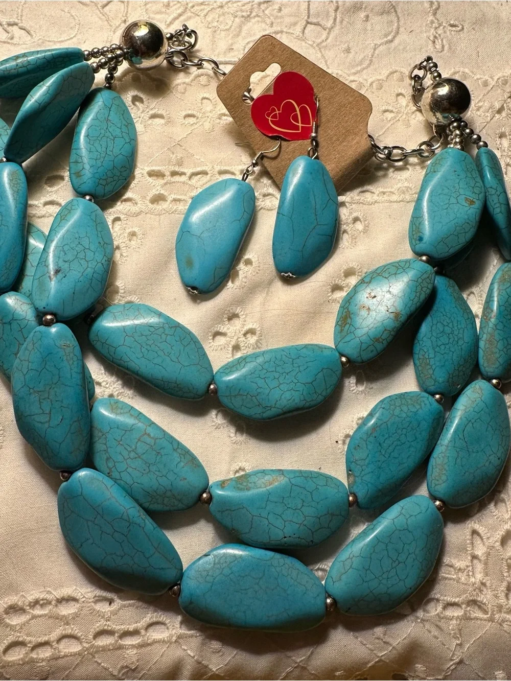 paparazzi Zi Turquoise Blue Multi-Strand Beaded Necklace with Drop Earrings